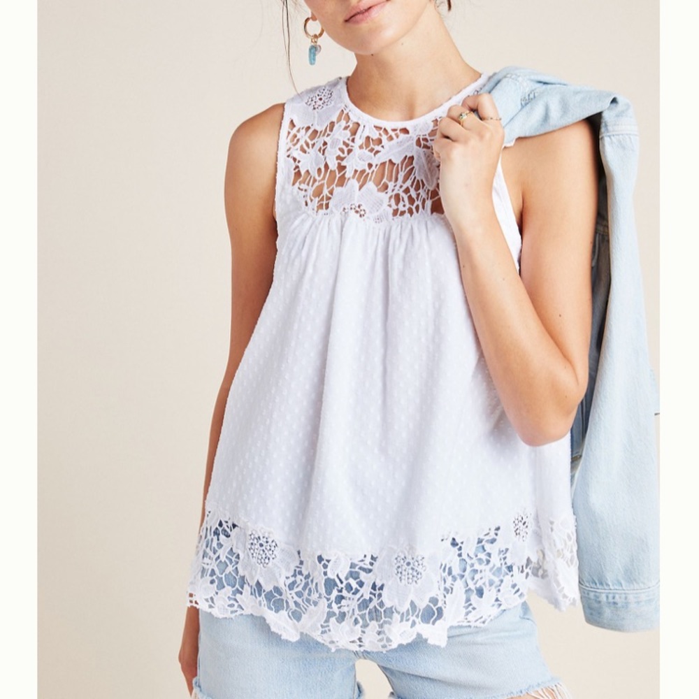 Anthropologie white lace blouse